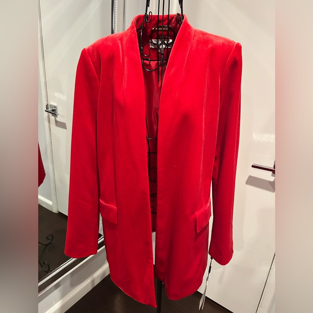 Calvin Klein Vibrant Red Velvet Blazer
